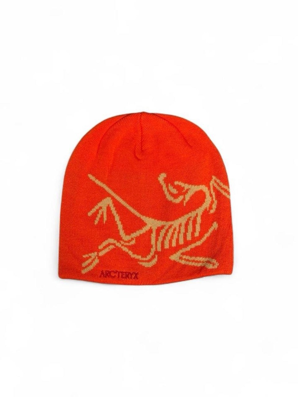 orange and yellow arc bird head toque beanie